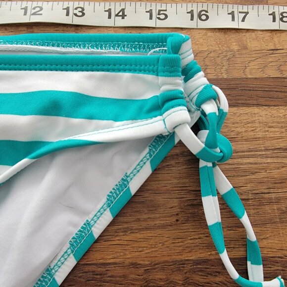 NWOT Mossimo Green & White Striped Bikini Swim Bottoms - Picture 4 of 6